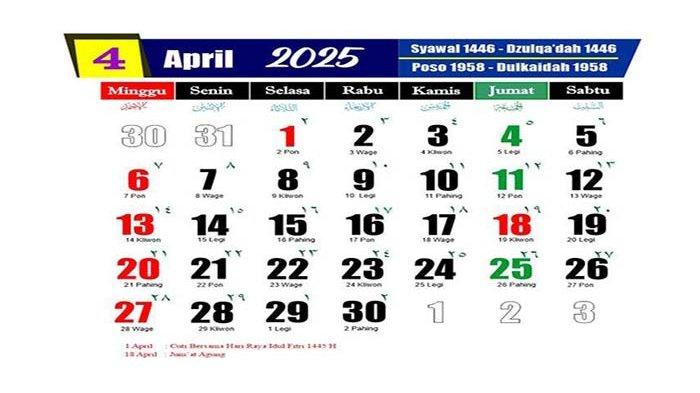 Kalender bulan apil 2025