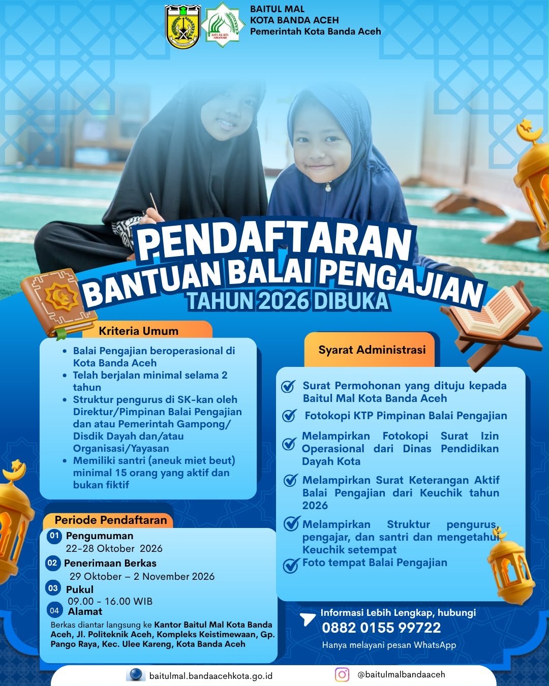 Baitul Mal Banda Aceh Buka Bantuan untuk TPA, Majelis Taklim, dan Balai Pengajian